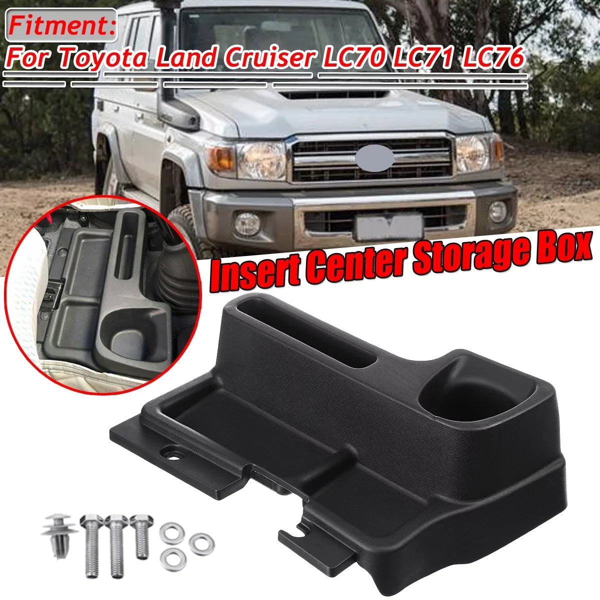 Car Center Console Organizer Box Replacement for Toyota Land Cruiser LC70 LC71 LC76, Interior Centre Console Storage Box, Black