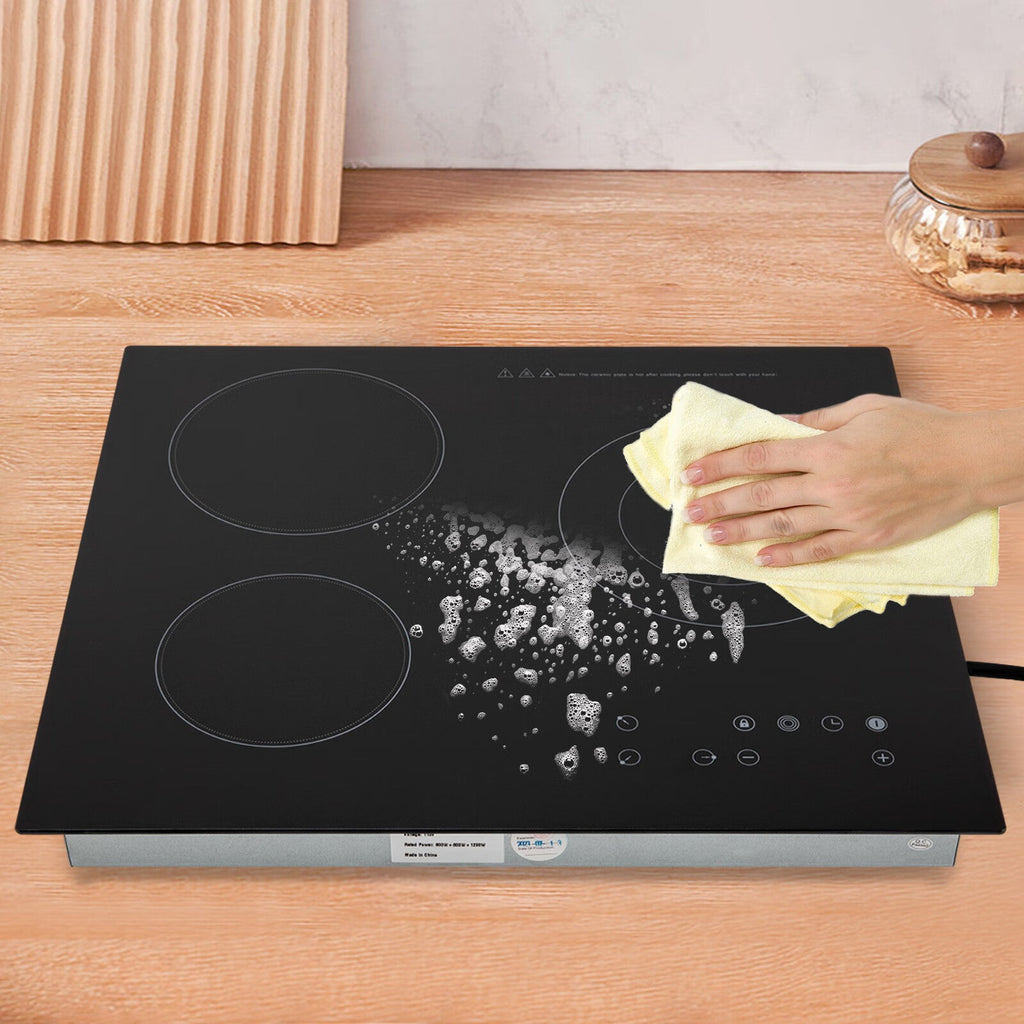 Aiqidi 2600W Electric Ceramic Cooktop 3 Burners Built-in Electric Cooktop Sensor Touch Control Countertop Electric Hot Plate Stove Top with Kid Safety Lock and Timer 9 Heating Level 110V