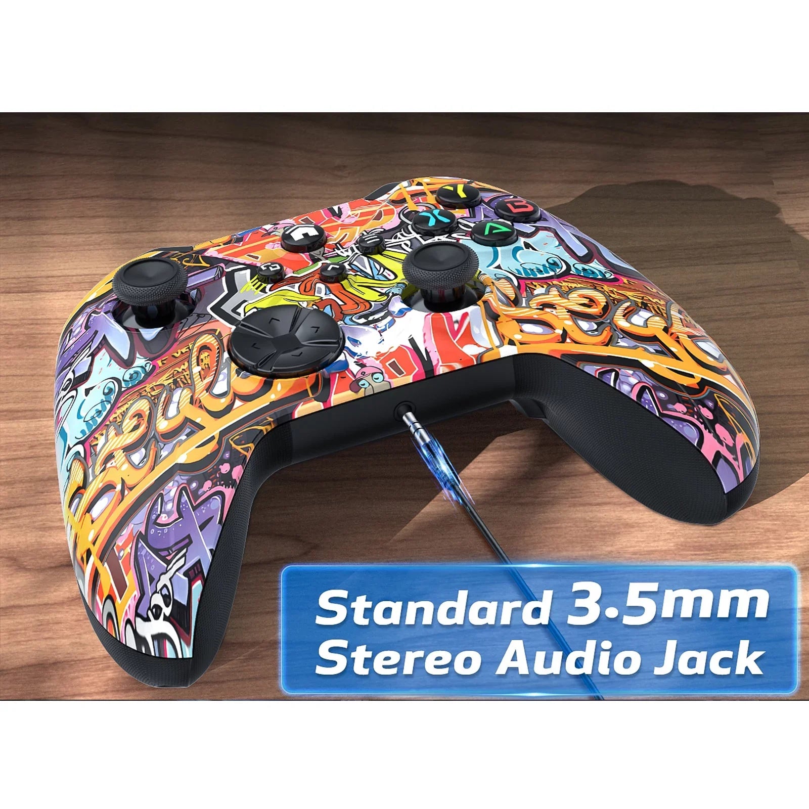 Bonadget 32Ft Wireless Xbox One Controller,Graffiti Custom Xbox Controller Built-in Dual Vibration and 3.5mm Audio Jack with  Function - Compatible with Xbox One S/X/Xbox Series X/S/Window