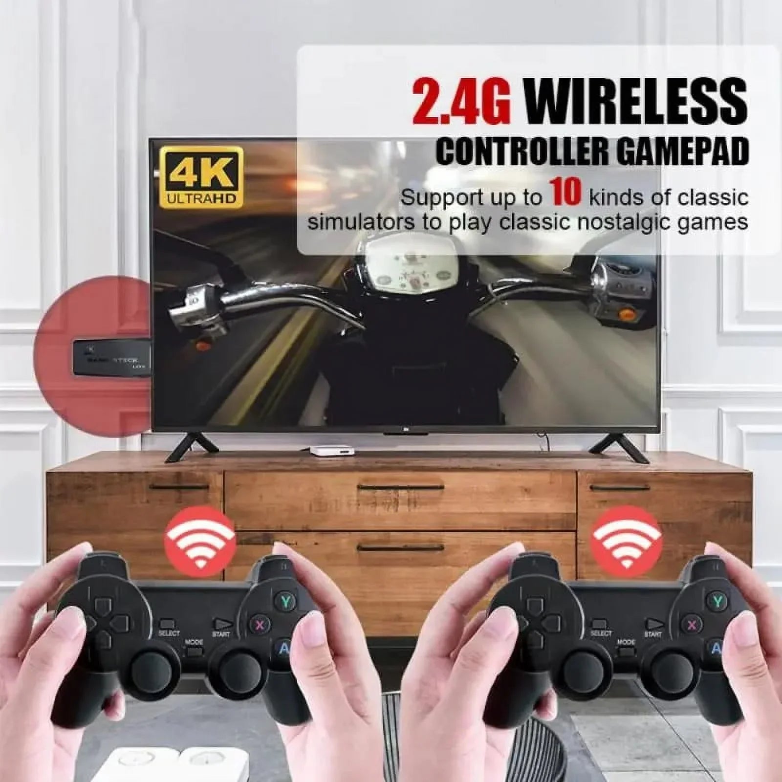 Microea Video Game Consoles 4K 2.4G Double Wireless 20000 Games 64G Retro Classic Gaming Gamepads  Family Controller For PS1//