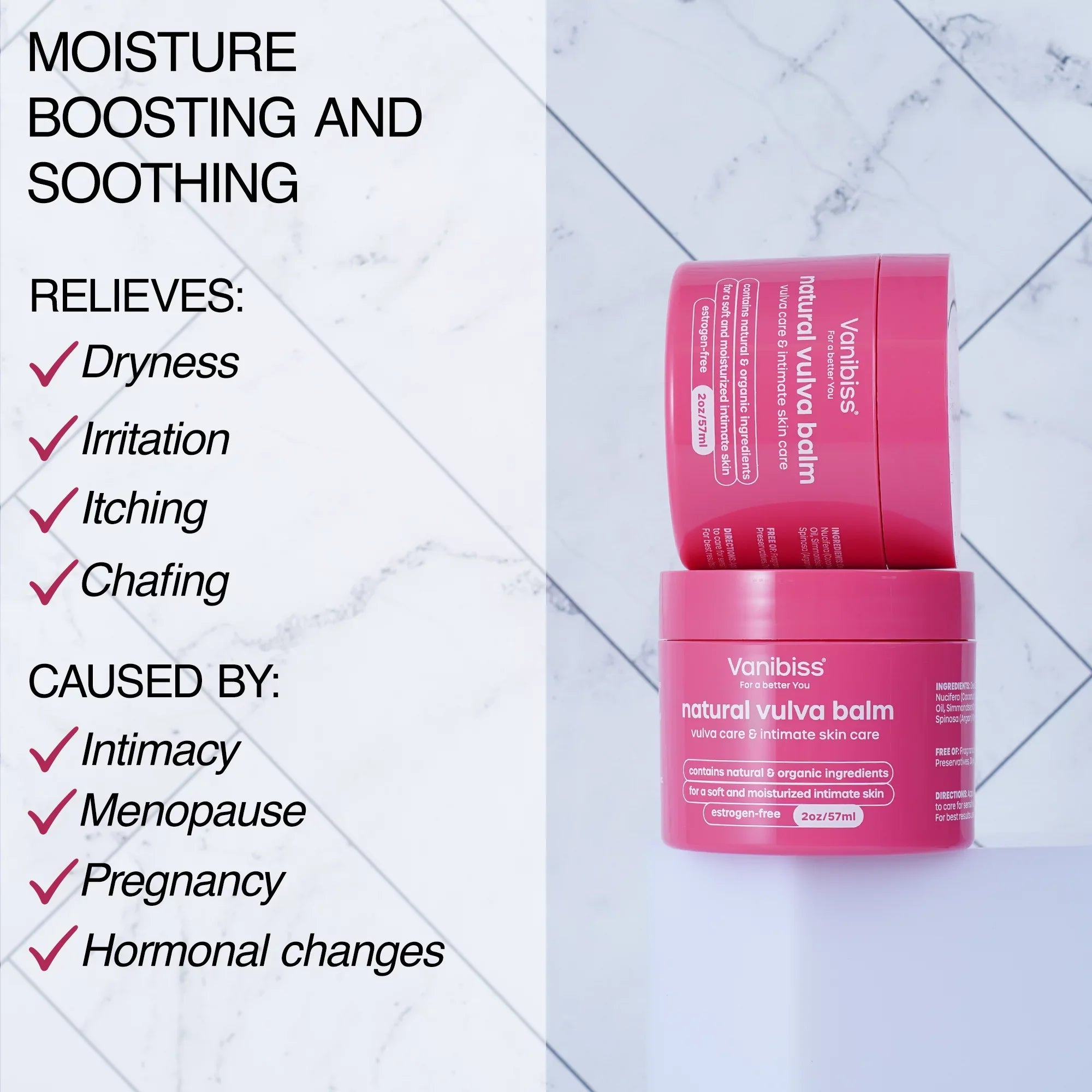 Vanibiss Natural Vulva Balm - Vulvar Vaginal Moisturizer - Estrogen Free (2oz)