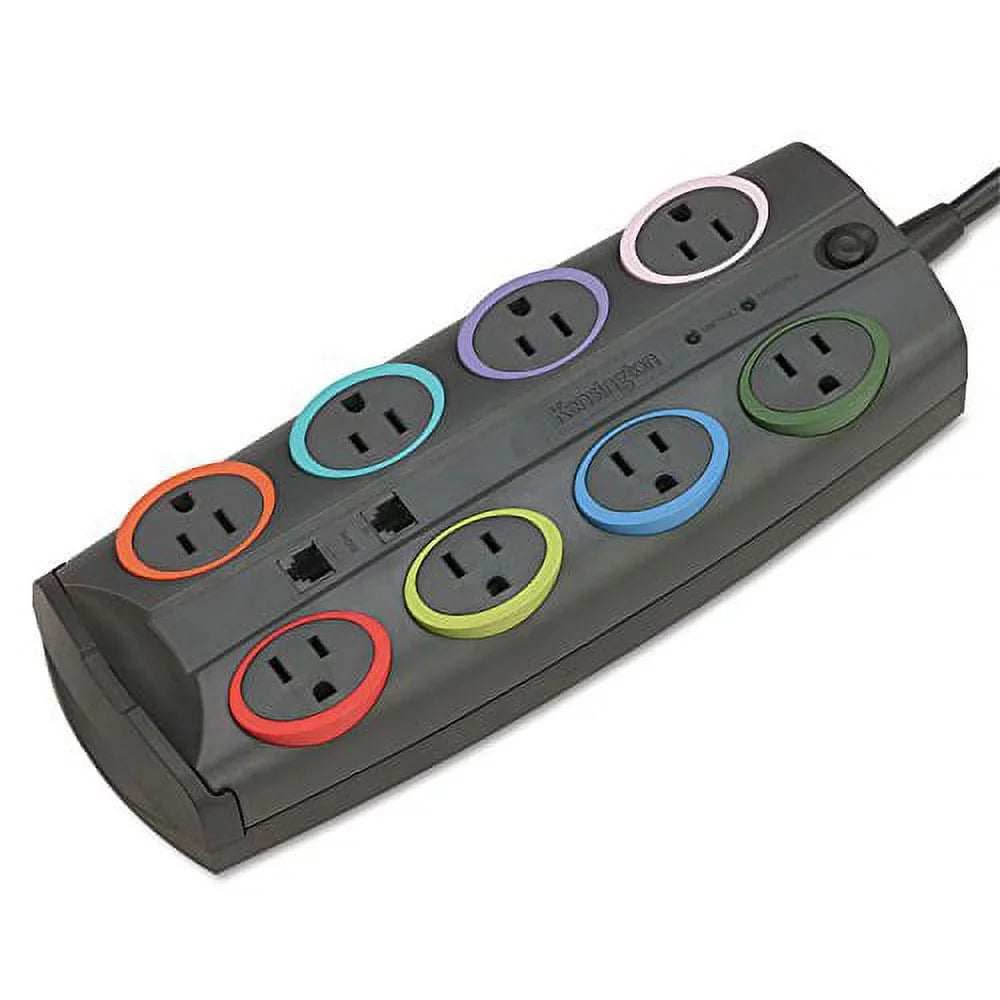8-Outlet Adapter Model Surge Protector Black, 8ft Cord, 3090 Joules