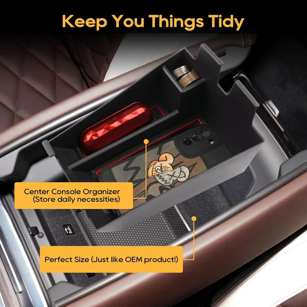 Center Console Organizer for 2019 2020 2021 2022+  X5 G05 X6 G06 X7 G07 Armrest Center Console Organizer Tray Accessories with Coin Sunglasses Holder Secondary Insert Storage Box for X5 G05