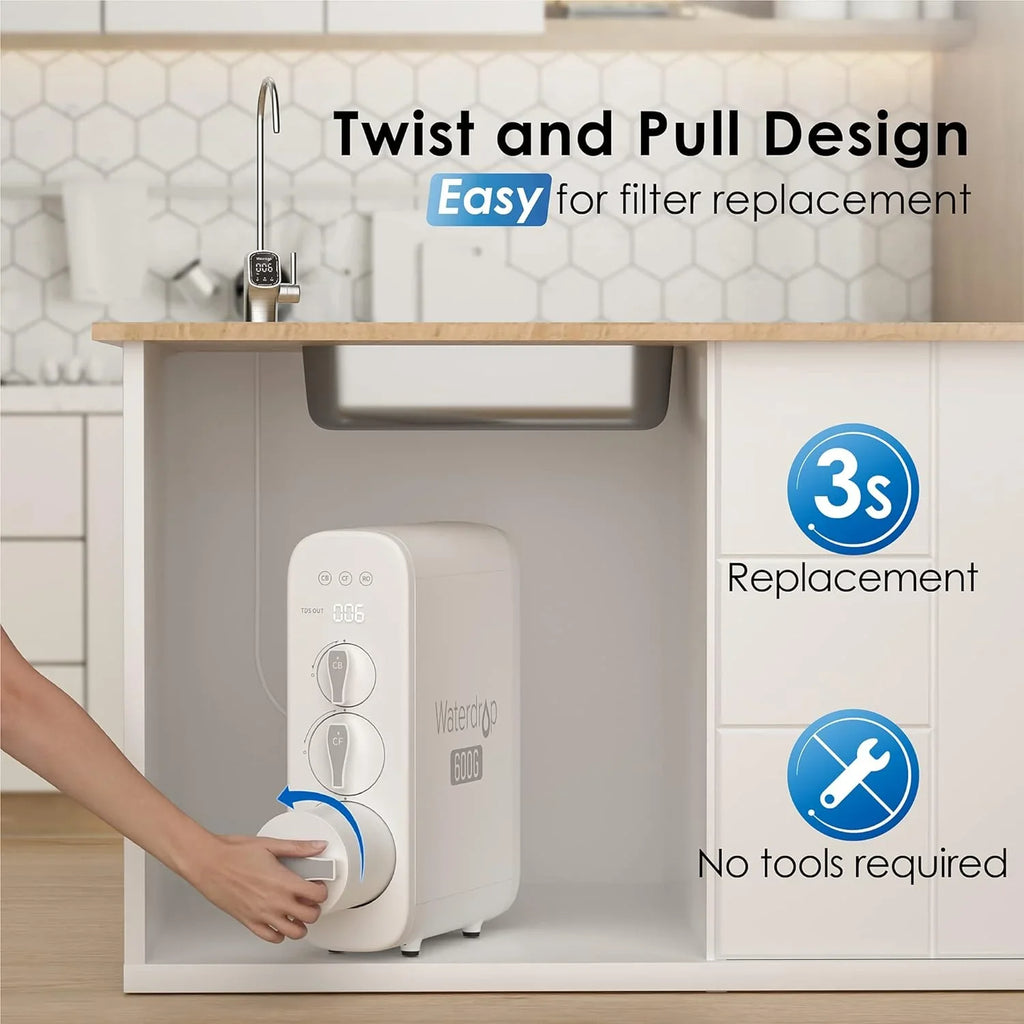 Waterdrop -G3P600- Filter,  Certified, Replacement for -G3P600 Reverse Osmosis System, 2-year Lifetime