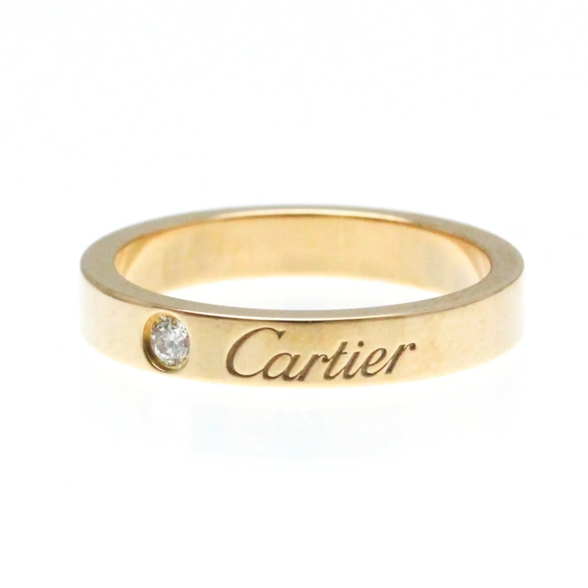 Pre-Owned Cartier Engraved Ring Pink Gold (18K) Fashion Diamond Band Ring Pink Gold (Good)