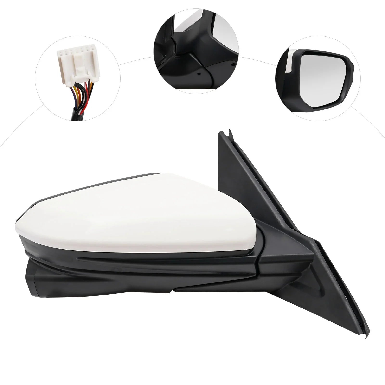 Right Side Mirror Power Heated View Camera Fit 2016-2020 Honda Civic Sedan White