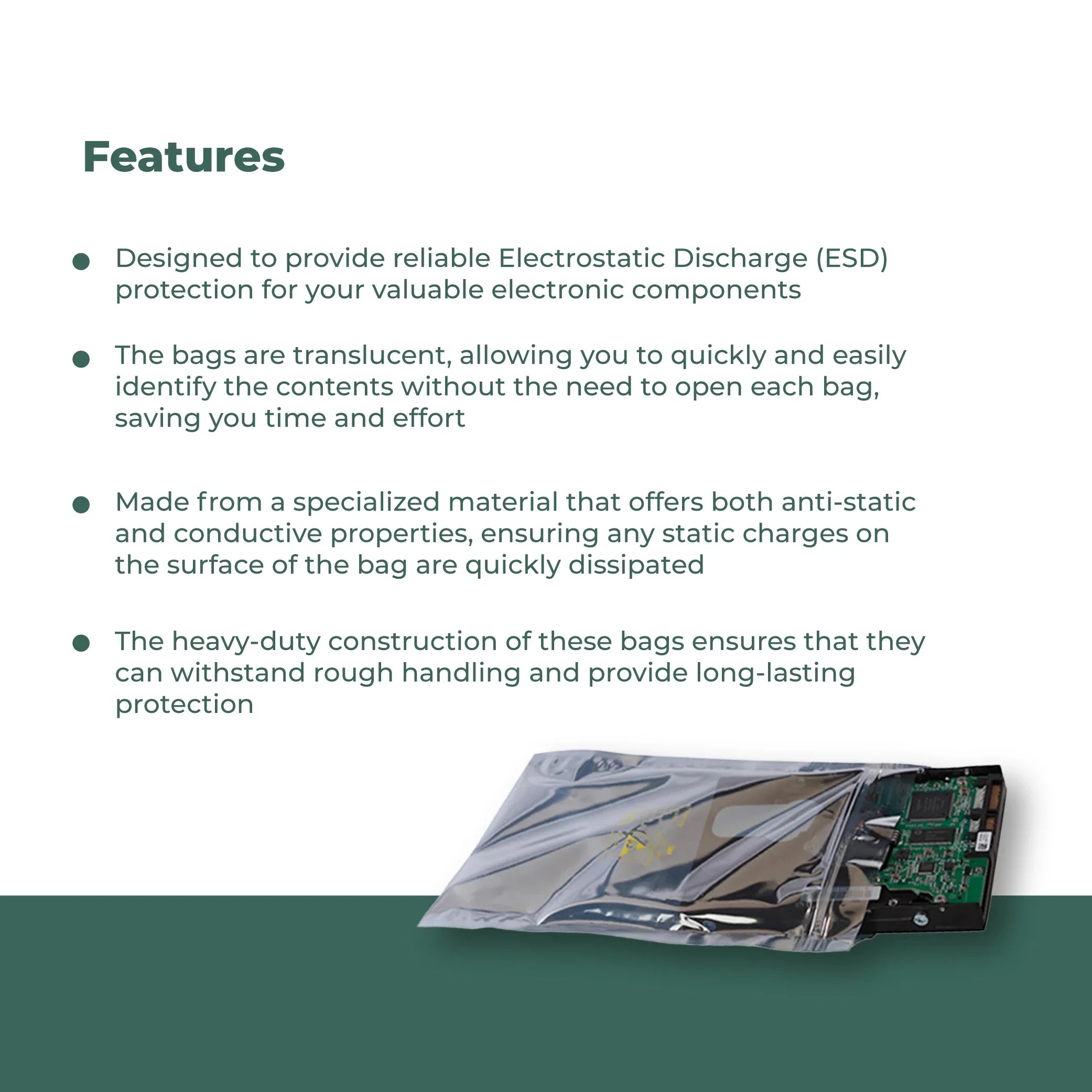3 Mil Metallic Conductive Transparent Bags 6" x 10" High-Quality 100/ Dependable  Protection