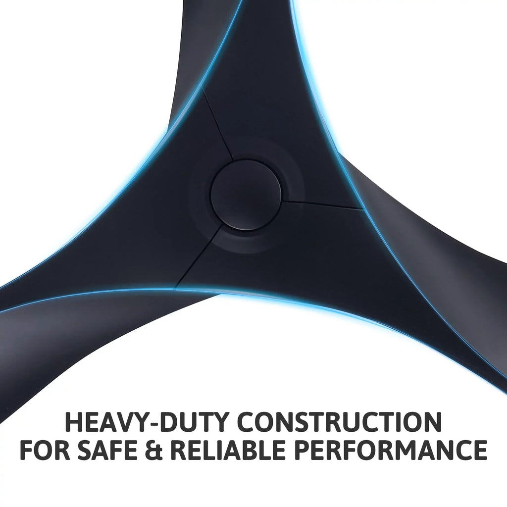 52" Smart Ceiling Fan with Remote Control, 3 Blades, 6 Speeds, Timer, Black