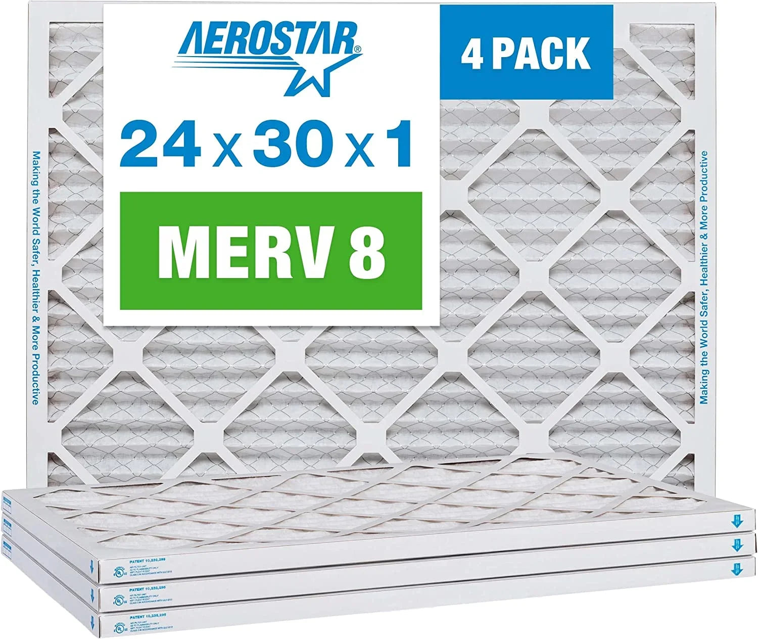 Pleated Air Filter, 23 1/2" x 29 1/2" x 3/4", Box of