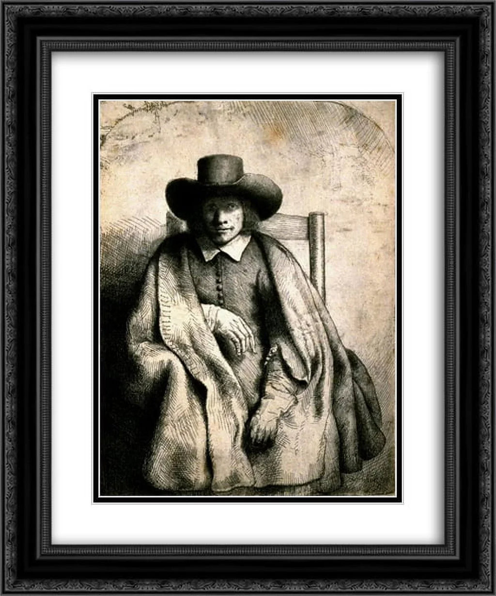 Rembrandt 2x Matted 20x24 Black Ornate Framed Art Print 'Clement de Jonghe Printseller'