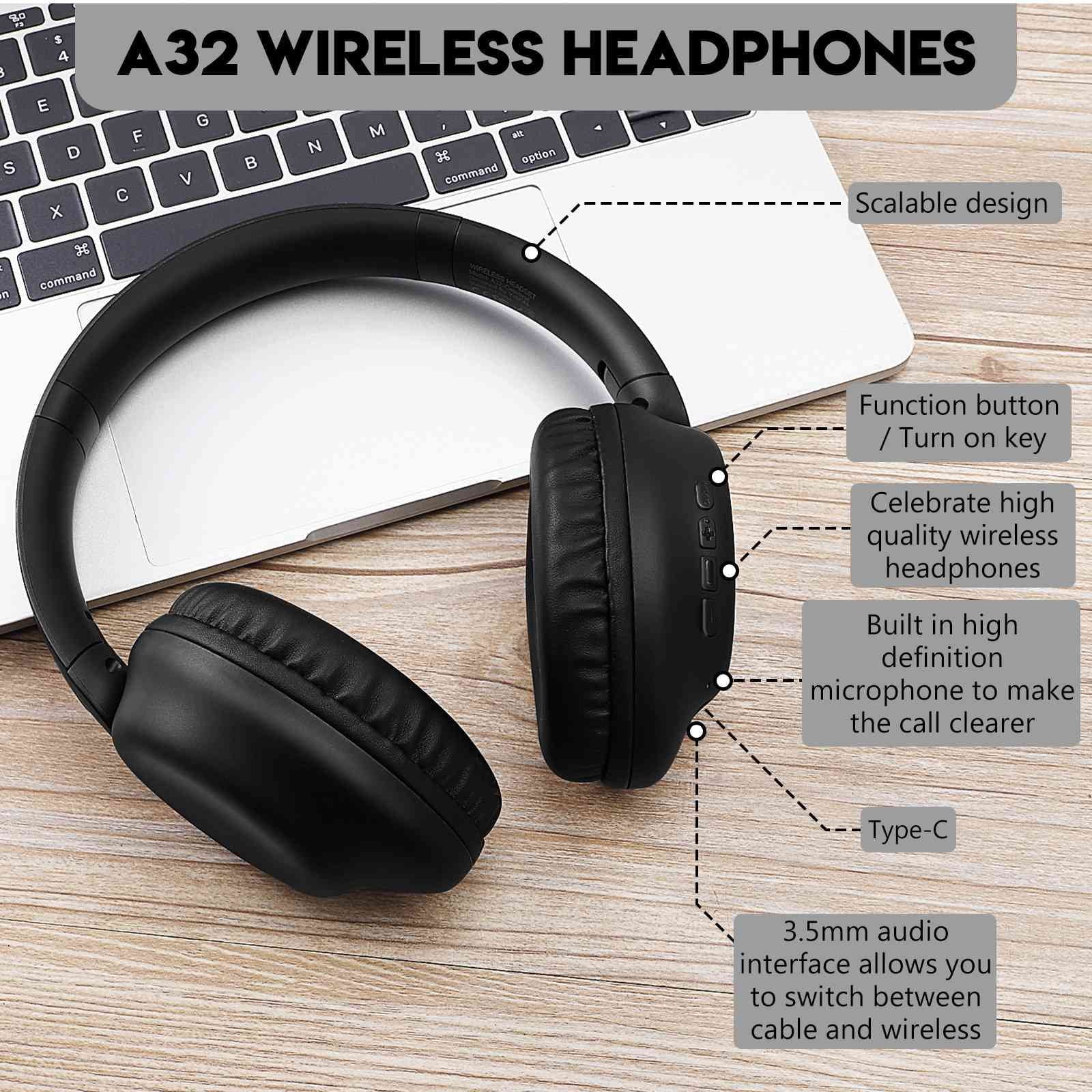 UrbanX Perfect Comfort 955  Overhead Wireless Bluetooth Headphones For Asus Zenfone 5z ZS620KL Noise-Cancelling, with – Black