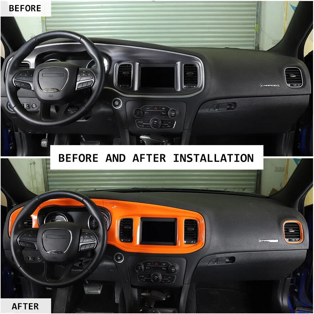 Teledu 14x Orange Inner Set Center Console Dash Cover Trim Kit