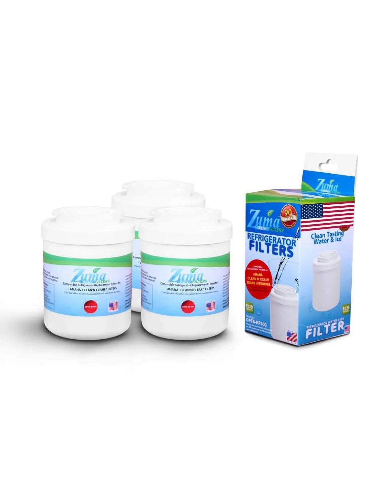 Brand , Water and Ice Filter , Model # -RF300 , Compatible with Amana® 12527305 - 3 Pack - Made in U.S.A.