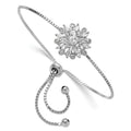 Auriga 925 Sterling Silver Rhodium-plated Floral  Adjustable Bolo Bracelet for Women