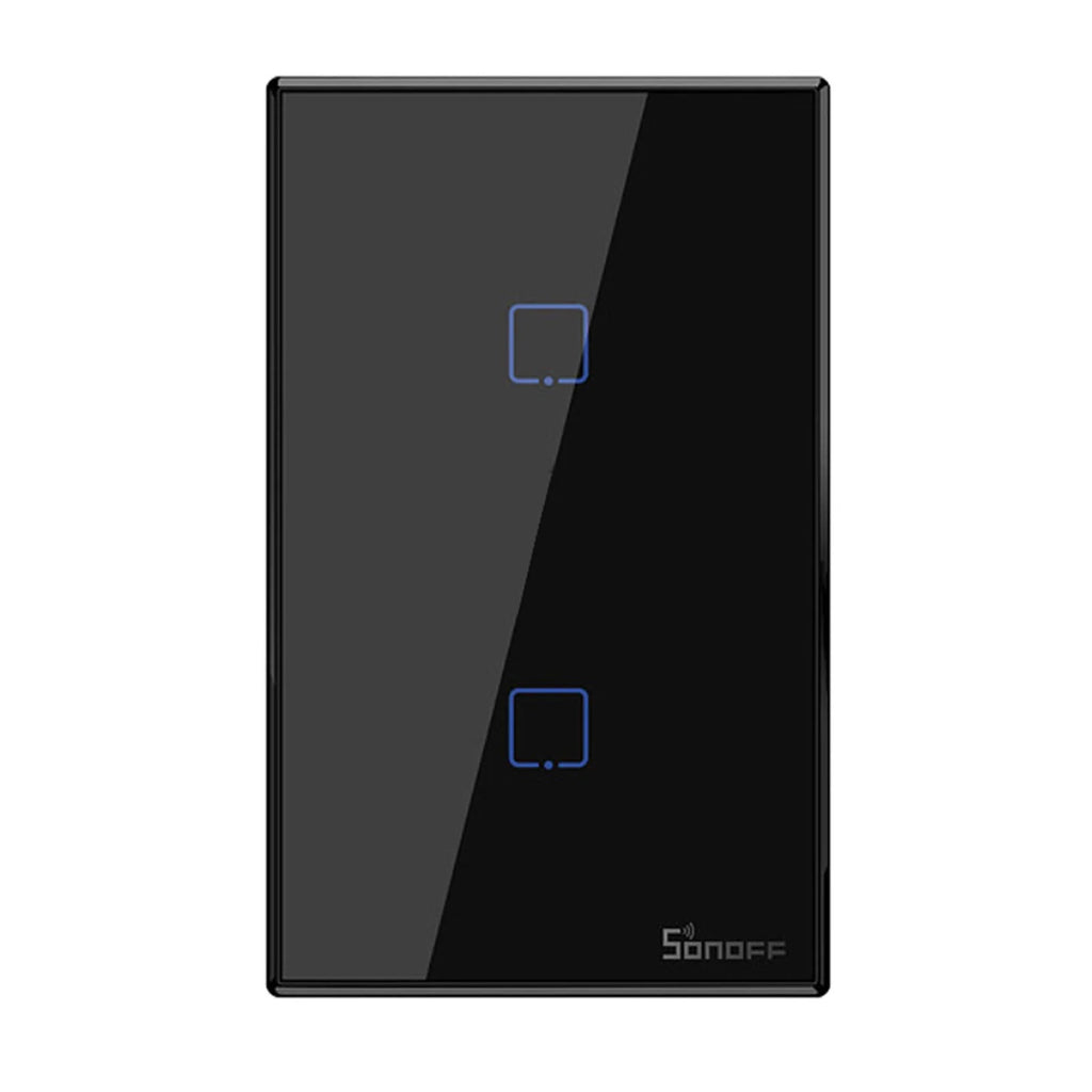 T3US2C- 2 Gang Smart WiFi Wall Light Switch 433Mhz  Remote Control /Touch Control Timer  Standard Panel Smart Switch Compatible with Google Home/Nest & Alexa