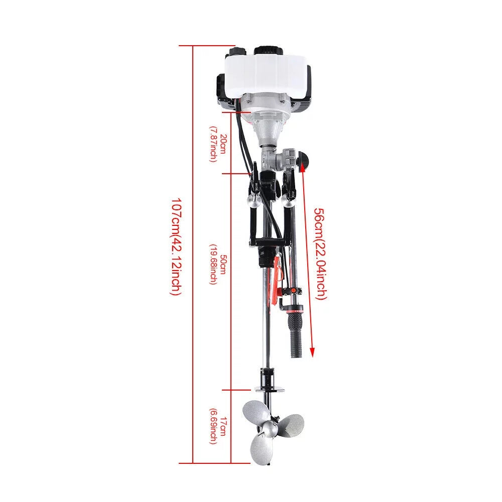 2.3HP 2Stroke Outboard Motor Kayak Boat Engine Long Shaft W/Air Cooling System