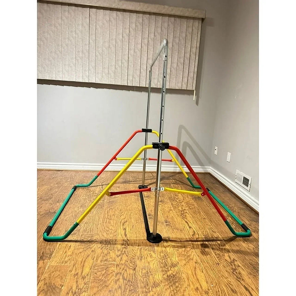 Balançoire Adjustable Kids Gymnastics Bar - Home Training Monkey Bar, Folding & Expandable (Red/Yellow)