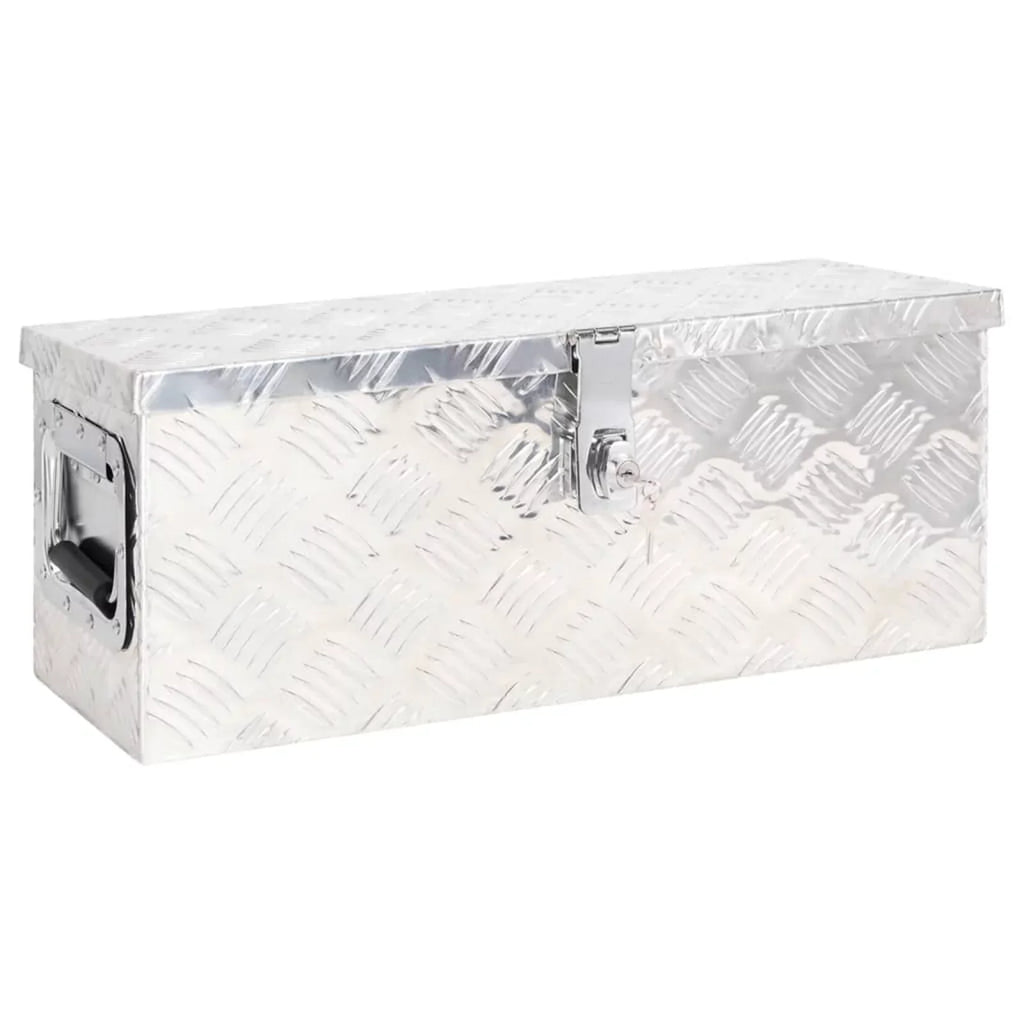 Anself Aluminum Tool Box Truck Toolbox Lockable Underbody Organizer Storage Case Trailer Box Silver for Vehicle, Garage, Camping Trip 23.6 x 9.3 x 9.1 Inches (L x W x H)