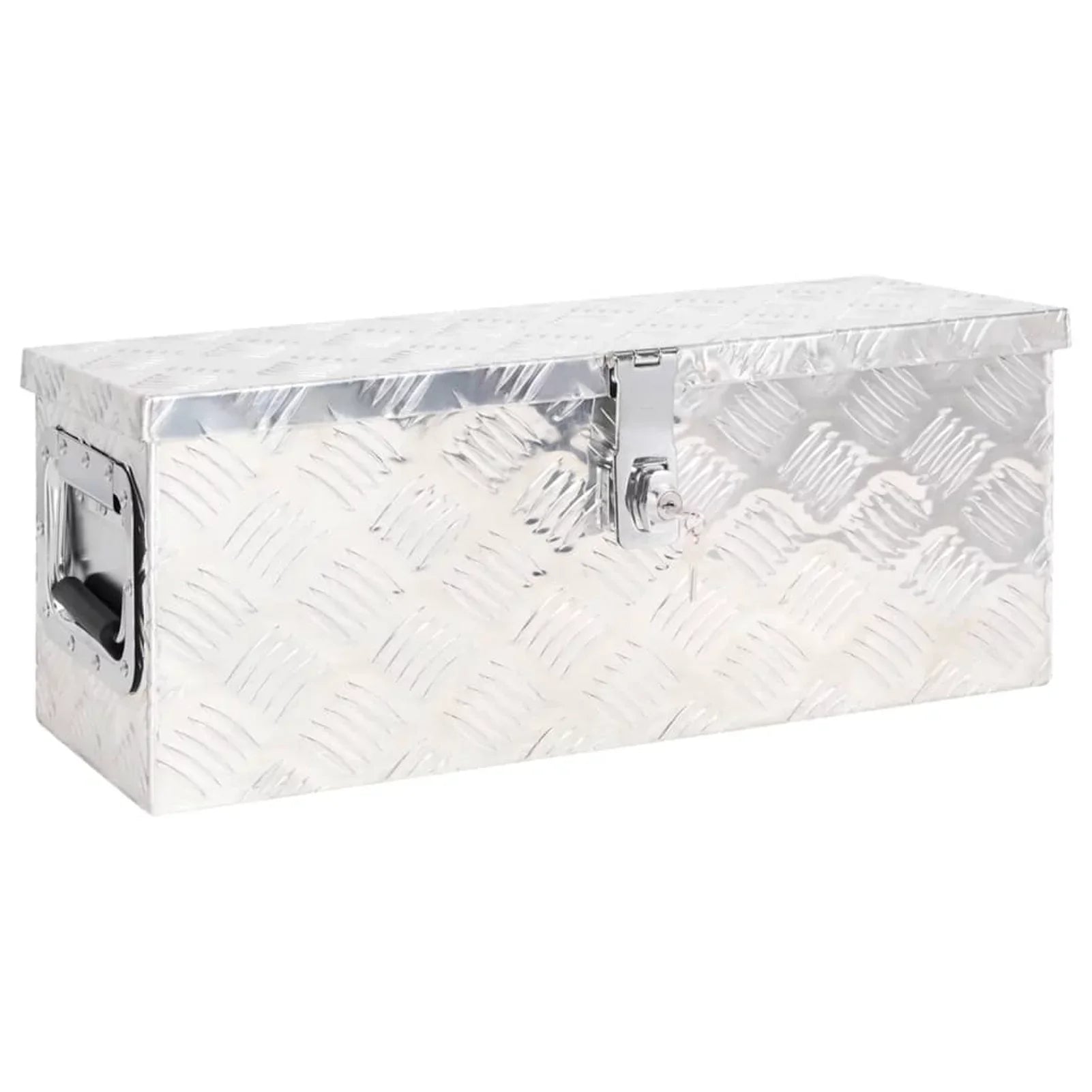 Anself Aluminum Tool Box Truck Toolbox Lockable Underbody Organizer Storage Case Trailer Box Silver for Vehicle, Garage, Camping Trip 23.6 x 9.3 x 9.1 Inches (L x W x H)