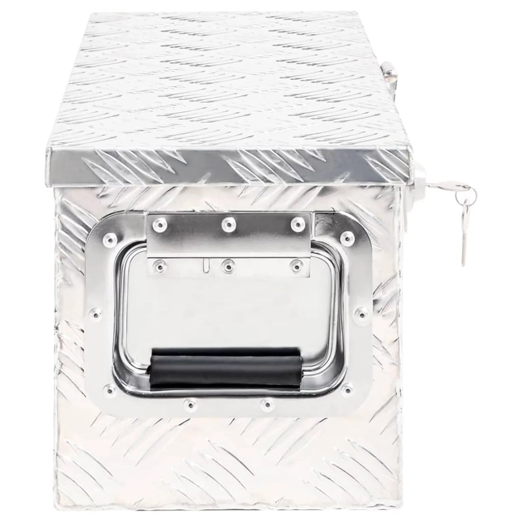 Anself Aluminum Tool Box Truck Toolbox Lockable Underbody Organizer Storage Case Trailer Box Silver for Vehicle, Garage, Camping Trip 23.6 x 9.3 x 9.1 Inches (L x W x H)