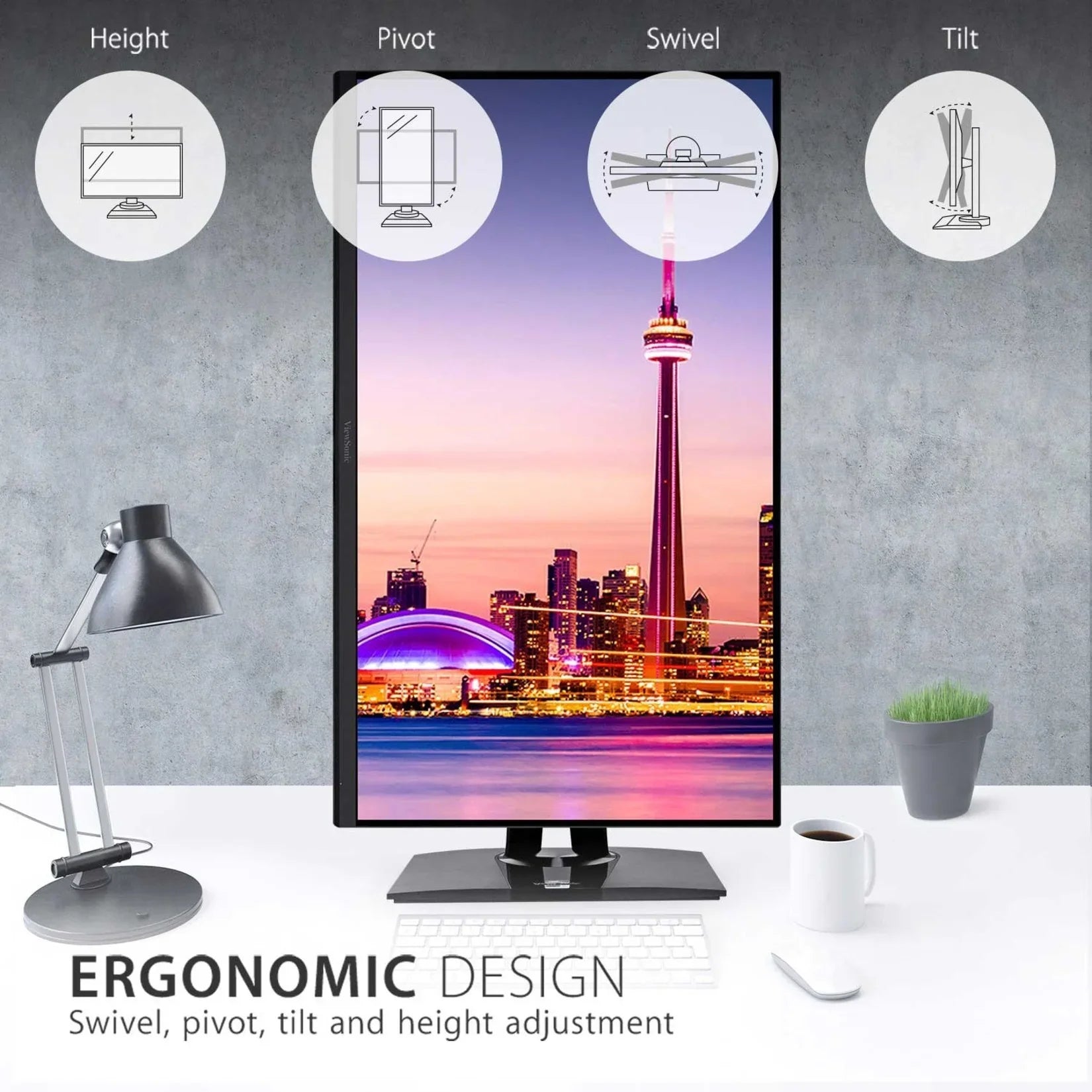 ViewSonic VP3256-4K 32 Inch Premium  4K Ergonomic Monitor with Ultra-Thin Bezels, Color Accuracy, Pantone Validated, , DisplayPort and  C for Professional Home and Office