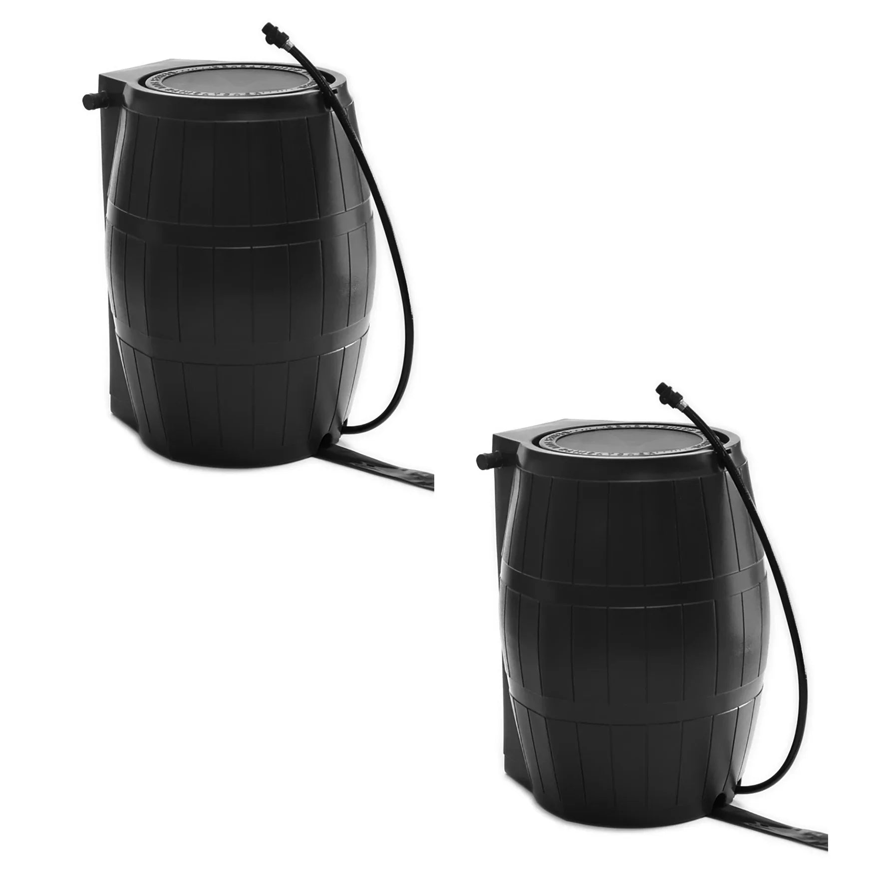 Outdoor 50-Gallon  Free Home Rain Water Barrel, Black (2 Pack)