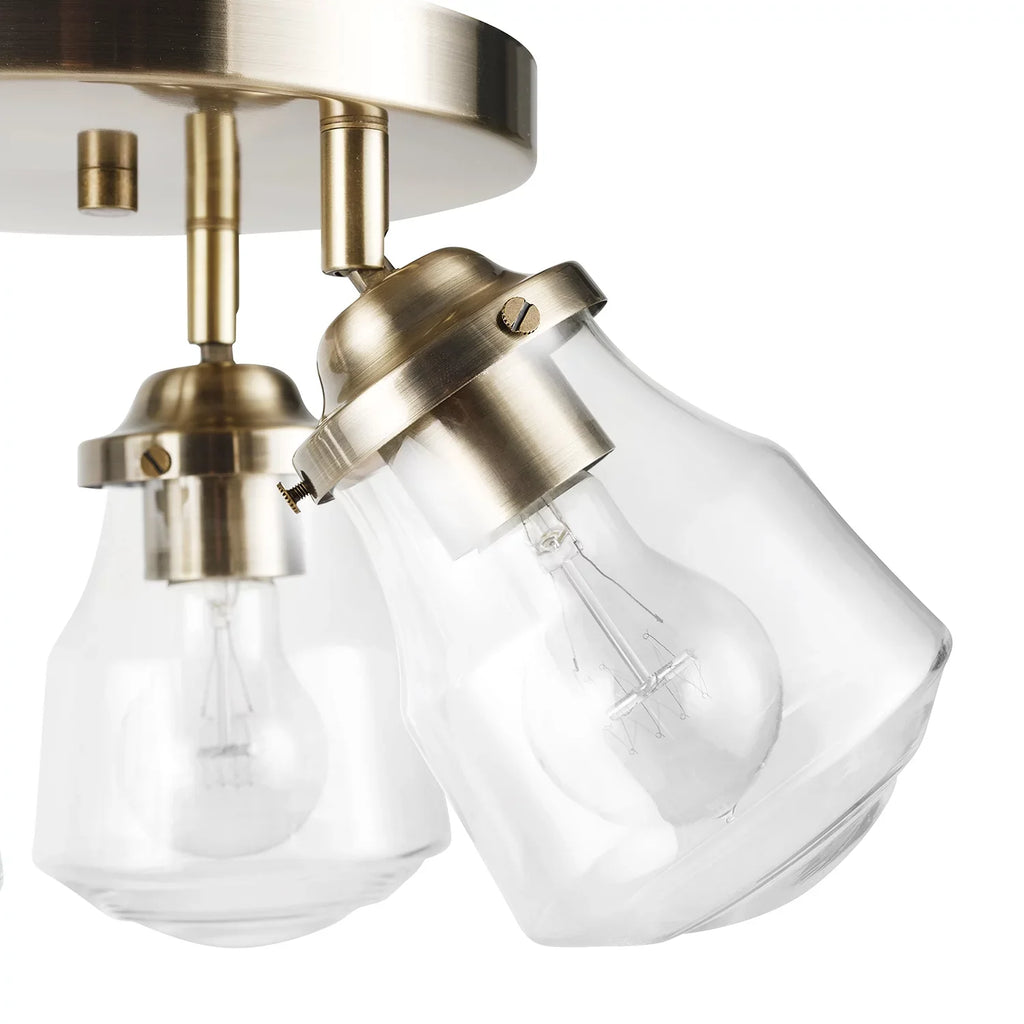 Globe Electric Gerard 3-Light Antique Brass Track Lighting Canopy Light with Clear Glass Shades, Bulbs Included, 59761
