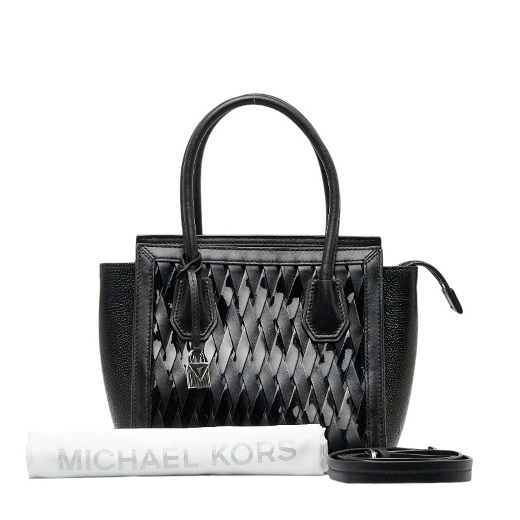 Pre-Owned Michael Kors Mercer Studio Woven Handbag Shoulder Bag Black Leather Patent Women's (Good)