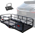 500 Lbs Heavy Duty Hitch Mount Cargo Carrier 60" x 24" x 14.4" Folding Cargo Rack Rear Luggage Basket Fits 2" Receiver for Car  Camping Traveling