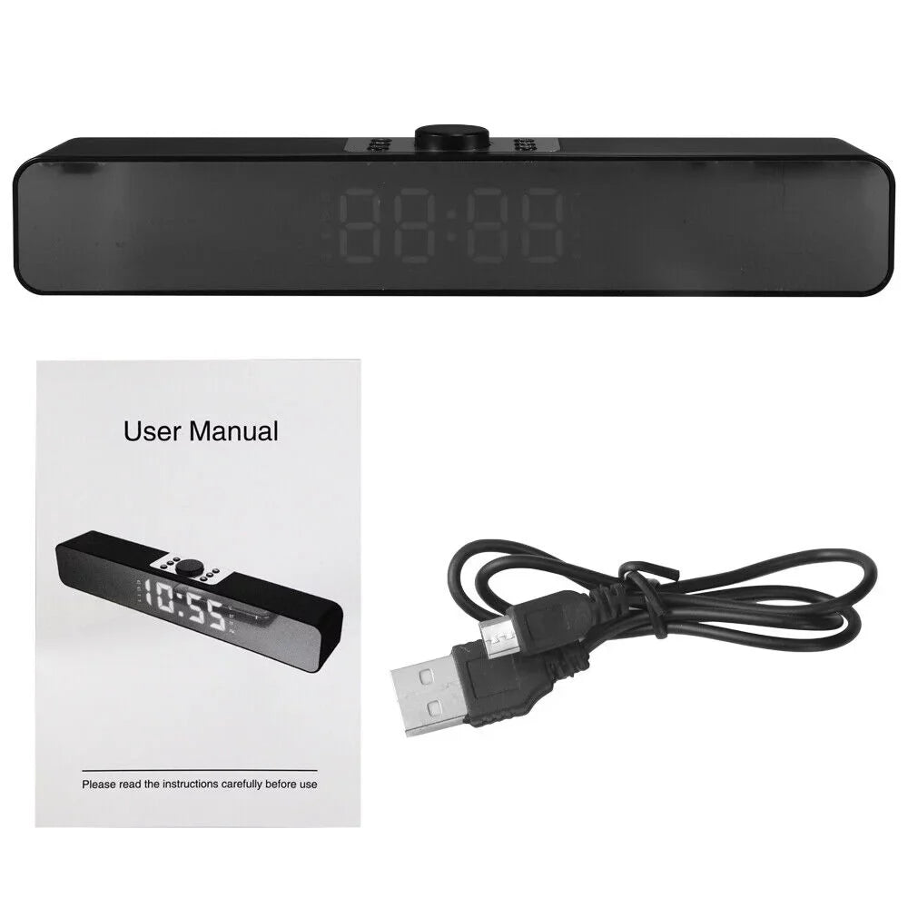 G·  Mirror Screen Bluetooth Sound Bar Speaker Wireless Subwoofer Home  Theater(Black)