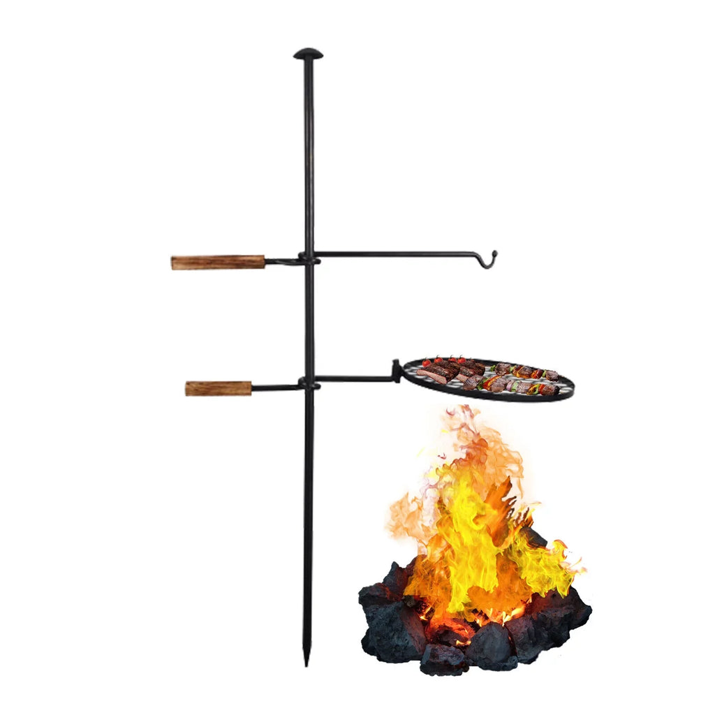 2 in1 Adjustable Fire Pit Grill Outdoor Swivel Camping Grill Charcoal  Grill