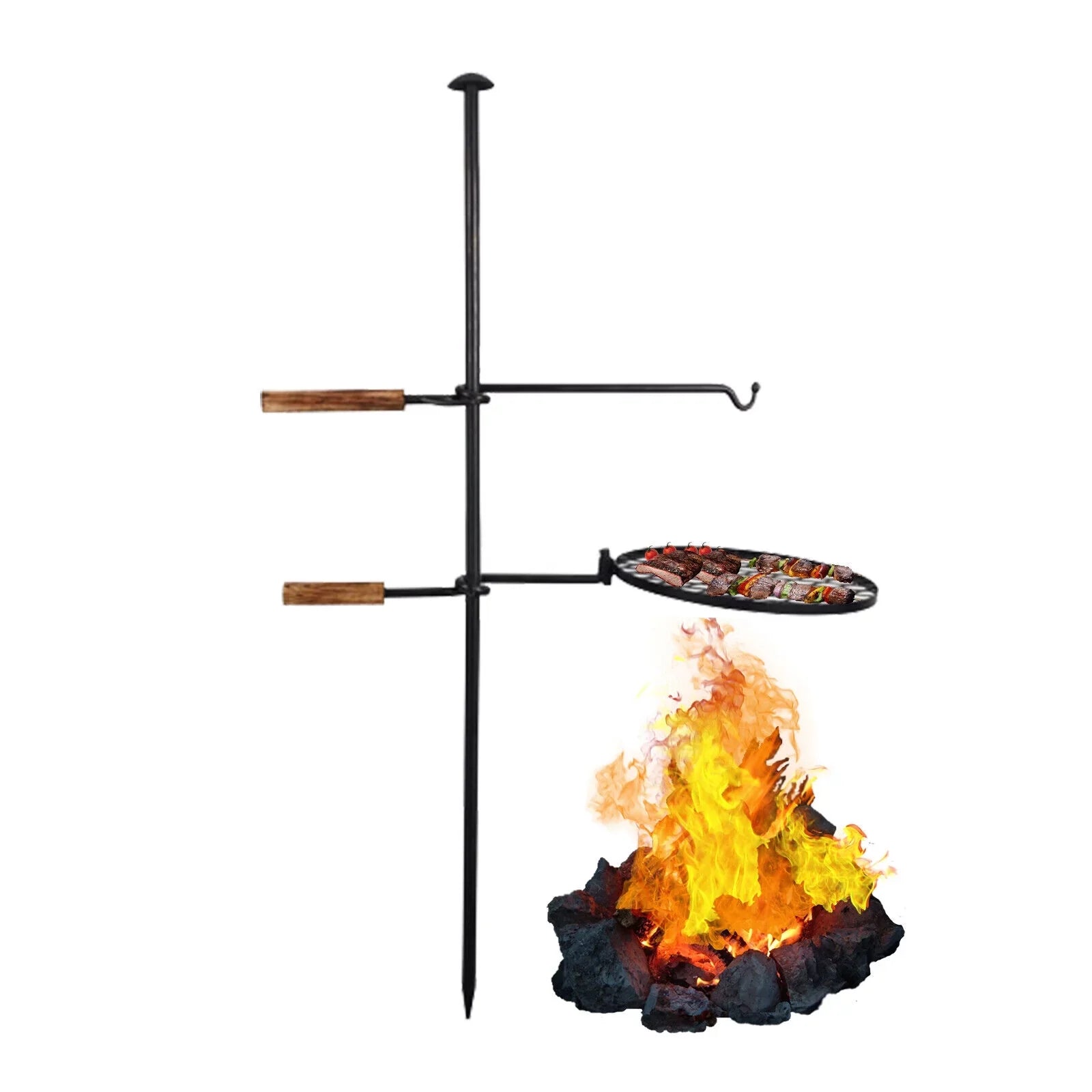 2 in1 Adjustable Fire Pit Grill Outdoor Swivel Camping Grill Charcoal  Grill