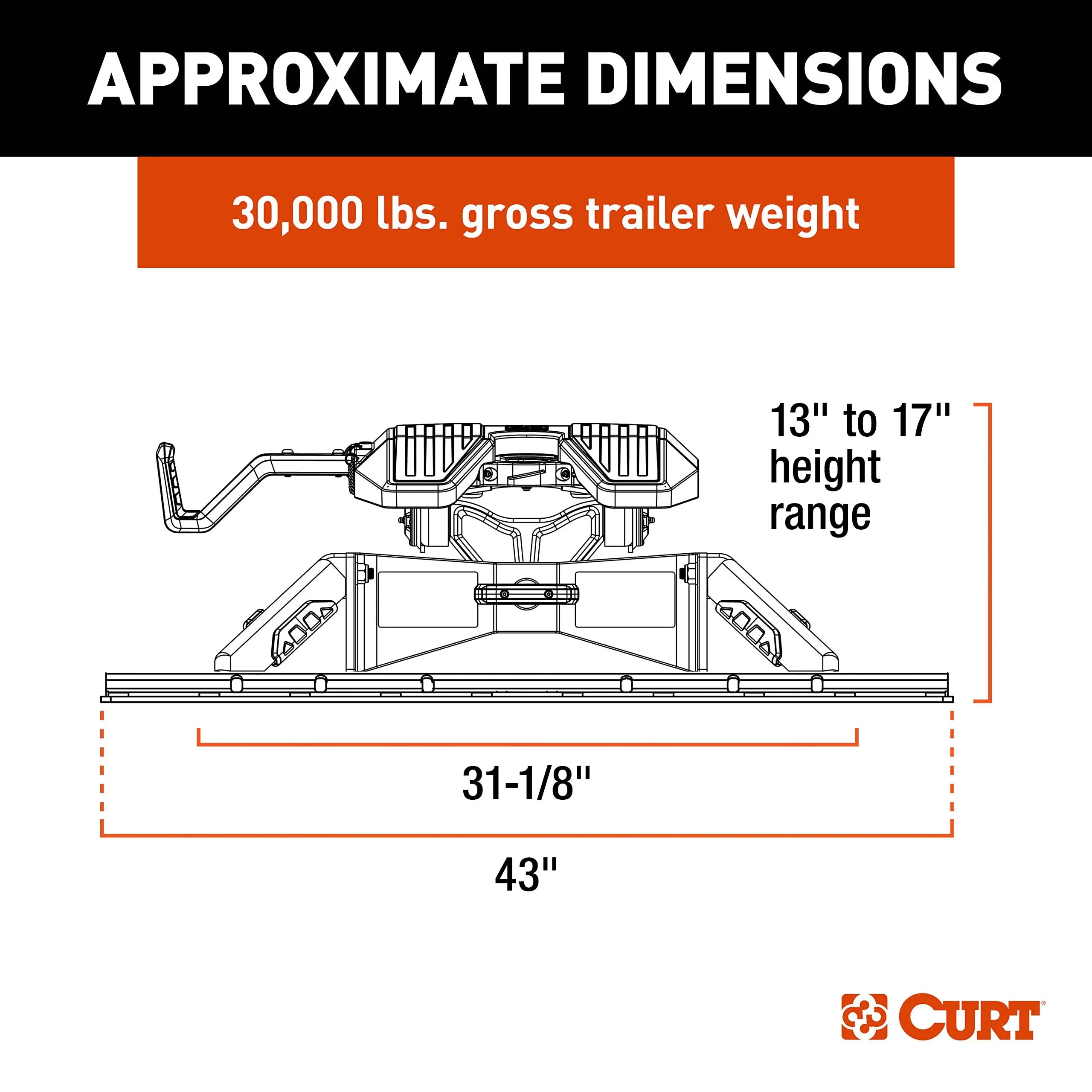 16321 PowerRide 30K 5th Wheel Hitch with Base Rails, 30K