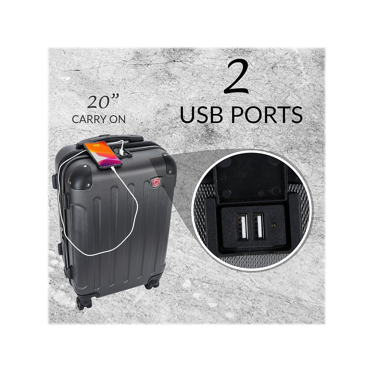 Intely 2-Piece Plastic Luggage Set Wine (DKINT0SM-)