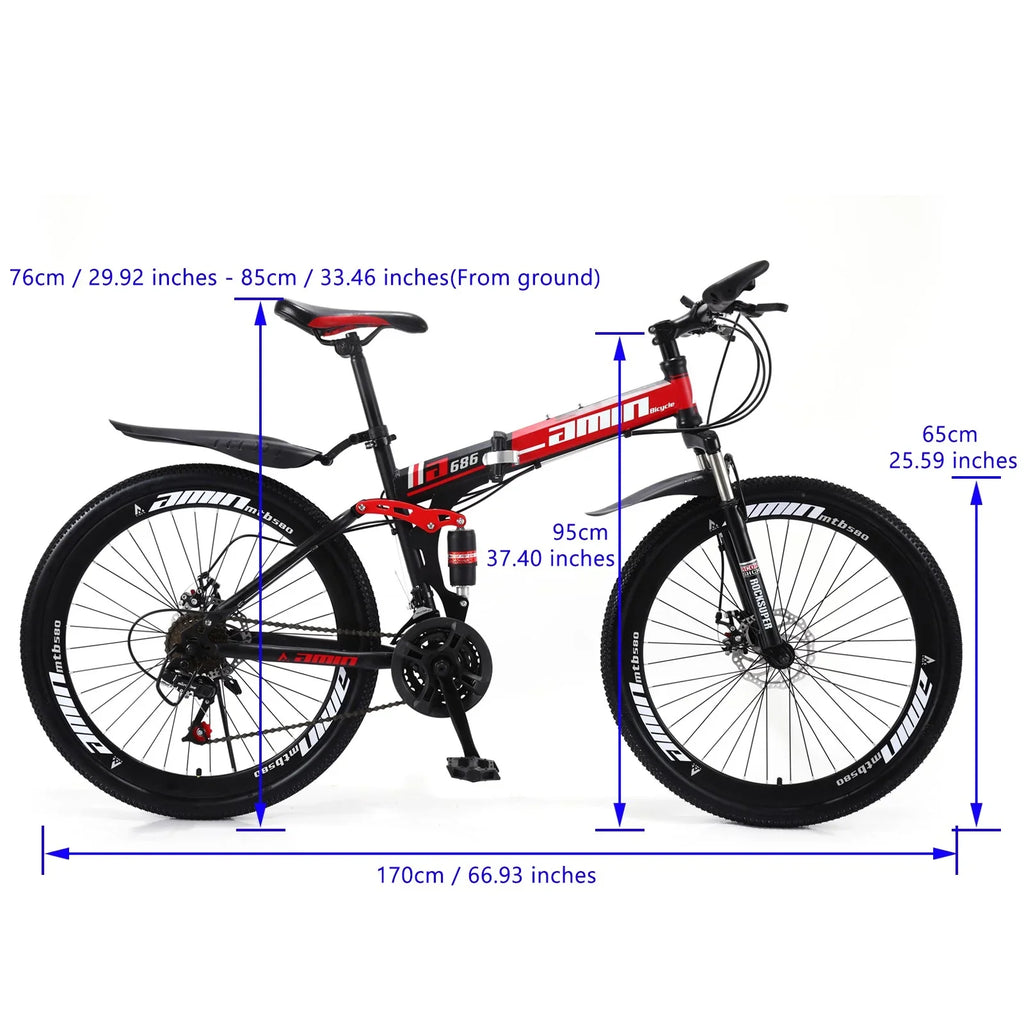 Unisex Adult Mountain Bike 27.5" Wheels Cycling Adults Mountain Bike 21 Speed Bicycle+Bike Lock+Air Pump