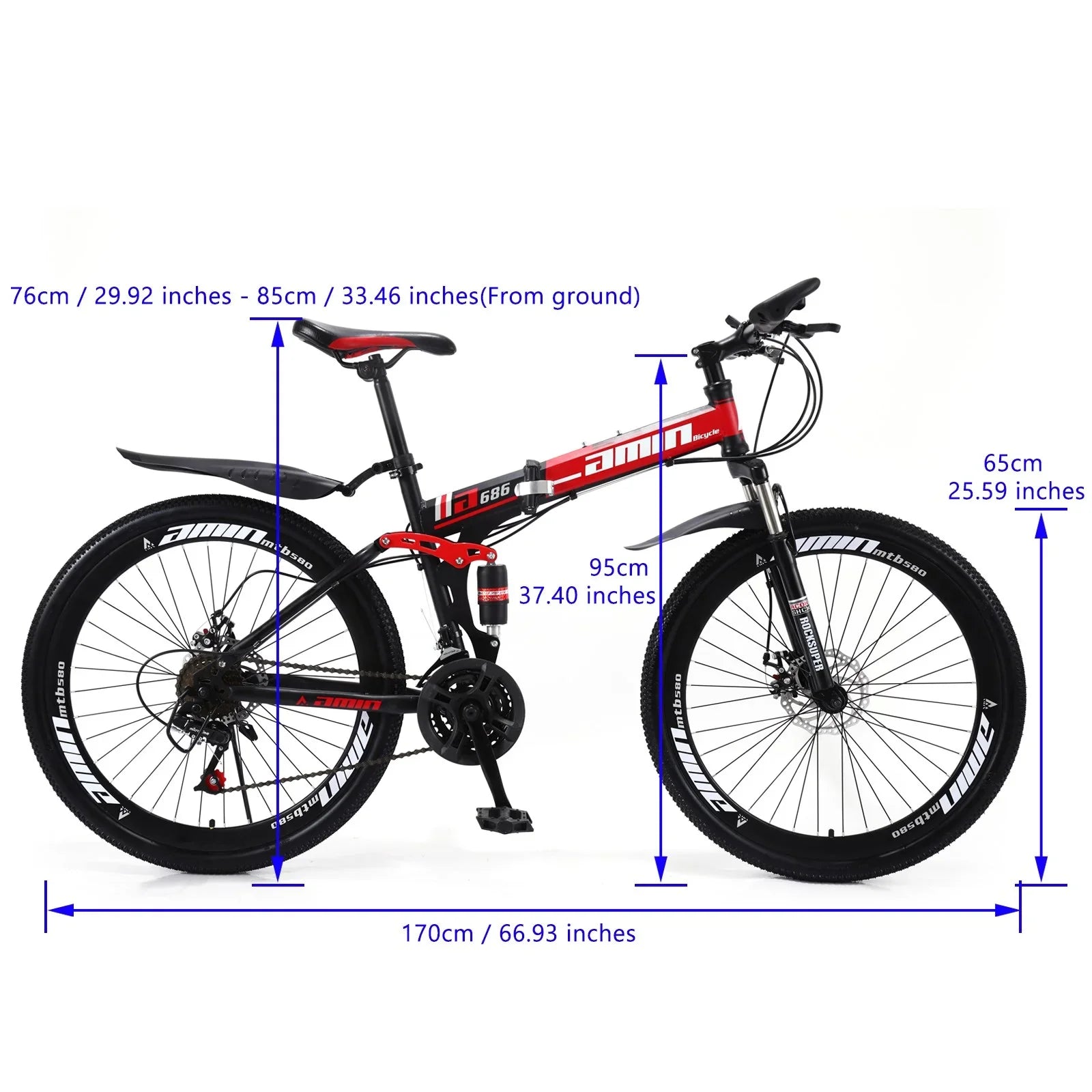Unisex Adult Mountain Bike 27.5" Wheels Cycling Adults Mountain Bike 21 Speed Bicycle+Bike Lock+Air Pump