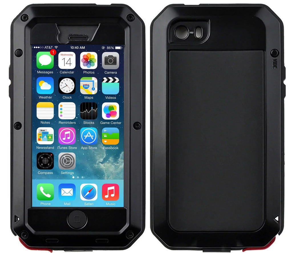 Gorilla Glass Aluminum Metal iPhone 7 Plus Case (Black) Heavy Duty Military Grade Shockproof and Scratch Resistant Protection, Rugged Outdoor Travel