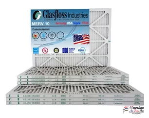 Glasfloss 16x24x1 -  10 -Qty:12 - Furnace Air Filter - Made in  (Actual Size: 15.5 x 23.5x7/8 inch)
