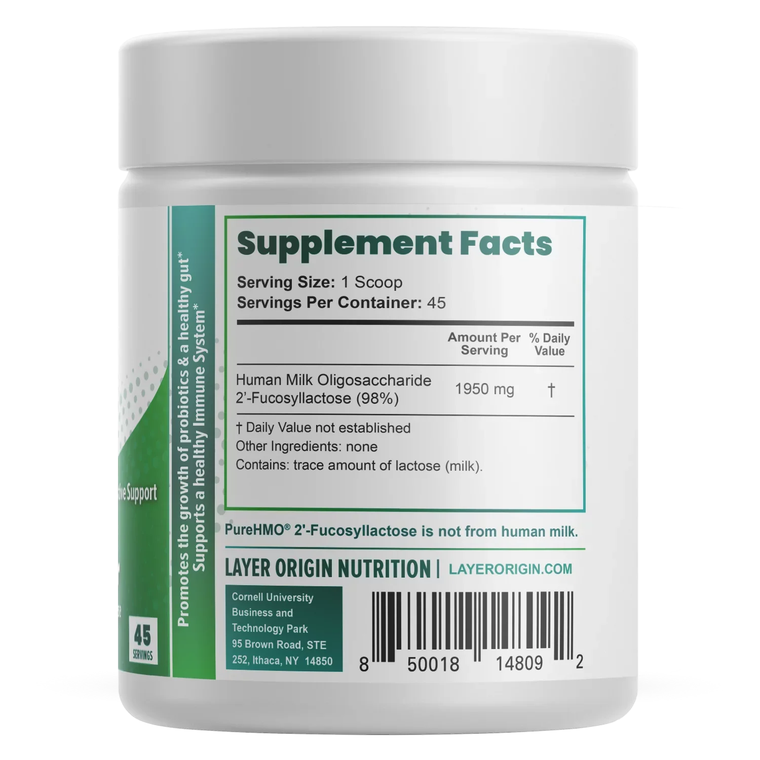 PureHMO Human Milk Oligosaccharide Powder - Bioidentical 2'-Fucosyllactose - 1950 mg - 45 Servings