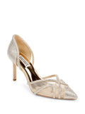 Womens Beige Mesh Dorsay Rhinestone Padded Haze Pointy Toe Stiletto Slip On Dress Pumps Shoes 10