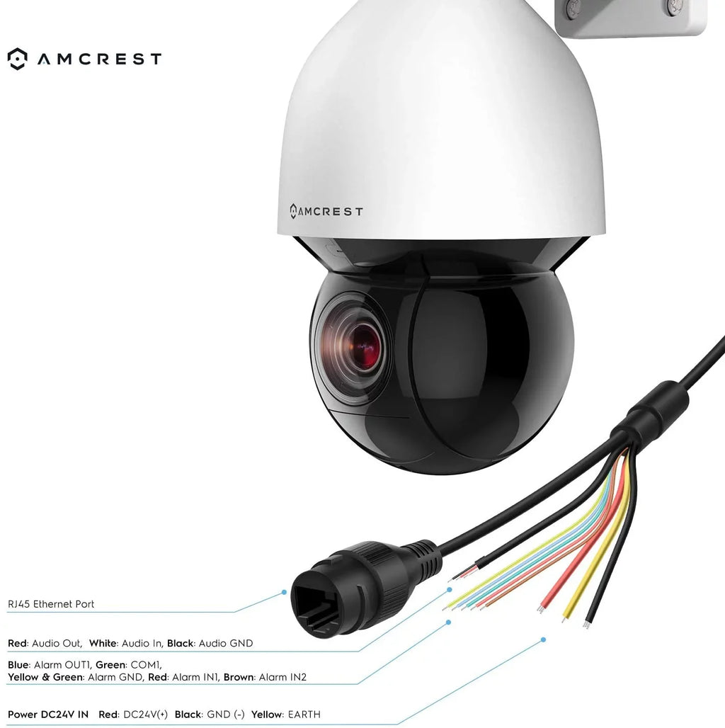 Amcrest 4MP Outdoor   +  Camera Pan Tilt Zoom (Optical 32x Motorized) UltraHD + Camera Security Speed Dome, People and Vehicle Detection , 492ft Night Vision + (802.3at) IP4M-1083EW-