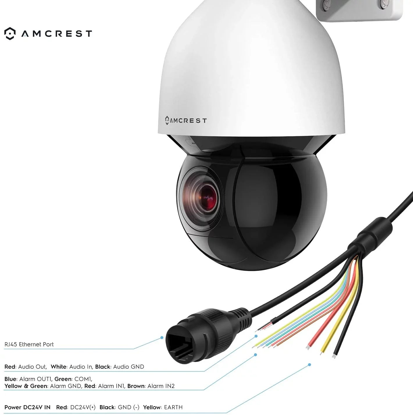 Amcrest 4MP Outdoor   +  Camera Pan Tilt Zoom (Optical 32x Motorized) UltraHD + Camera Security Speed Dome, People and Vehicle Detection , 492ft Night Vision + (802.3at) IP4M-1083EW-
