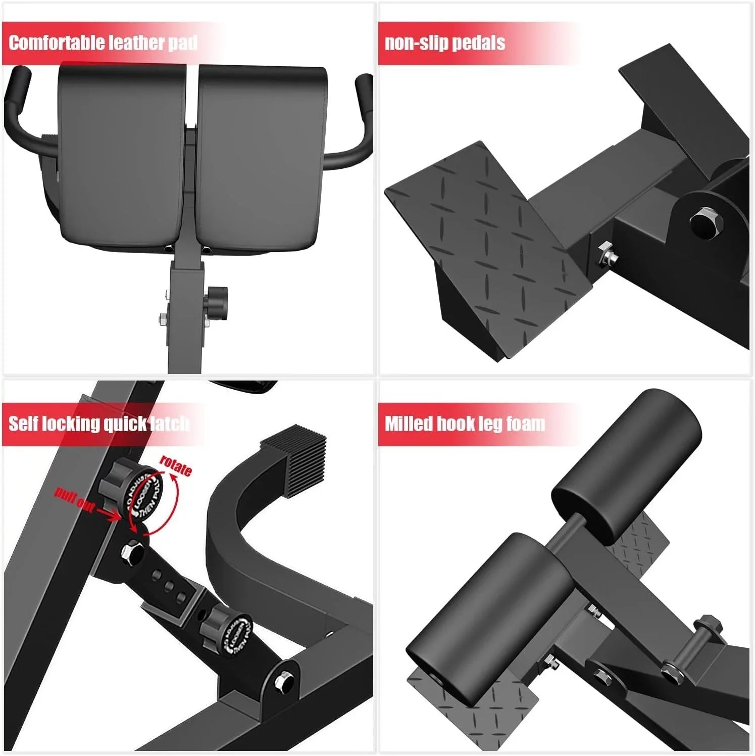 Multi-Functional Bench Roman Chair Back Extension Machine, Adjustable Hyperextension Bench - Hamstring Black 40.55*27.55*44.48 in