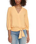 3/4-Sleeve Faux-Wrap Blouse