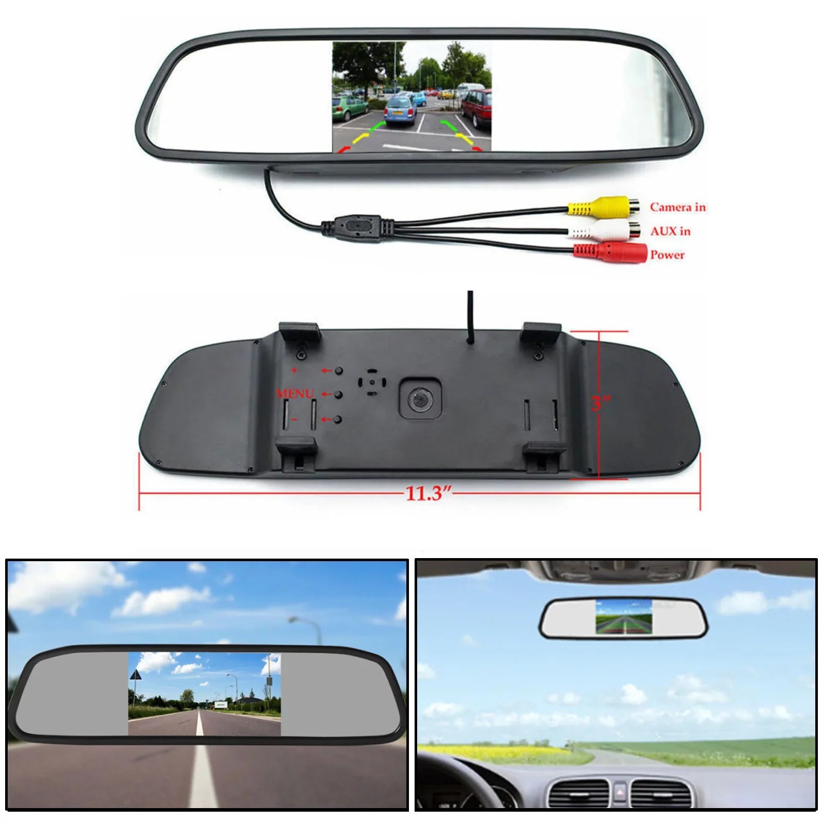 Mad Hornets 4.3" Mirror Car Monitor     Night Vision Parking Assist 4.3inch