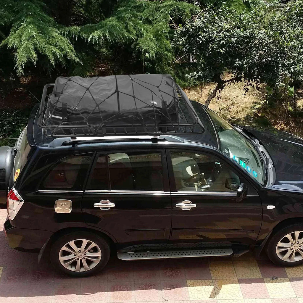 Universal Roof Rack Cargo Carrier, iMounTEK Extension Car Top Luggage Basket, 220 lb. Capacity Roof Rack Basket with Elastic Net and 10 Hooks, 63x39x6.3in, Black