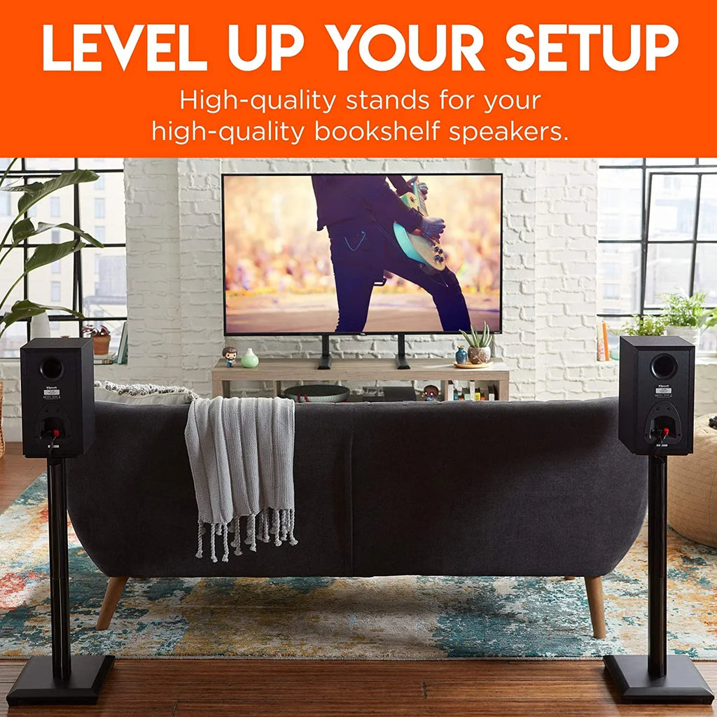 Premium Universal Floor Speaker Stands - Vibration-Absorbing  Design Works with Edifier, Polk, & Other Bookshelf Speakers Or Studio Monitors - Includes Sound Iso Pads & Carpet Spikes