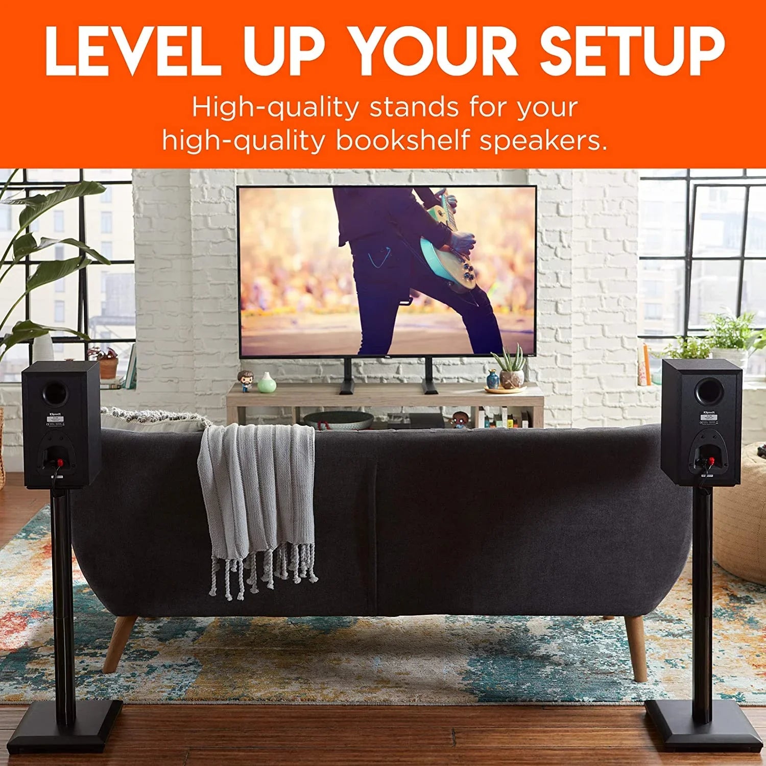 Premium Universal Floor Speaker Stands - Vibration-Absorbing  Design Works with Edifier, Polk, & Other Bookshelf Speakers Or Studio Monitors - Includes Sound Iso Pads & Carpet Spikes