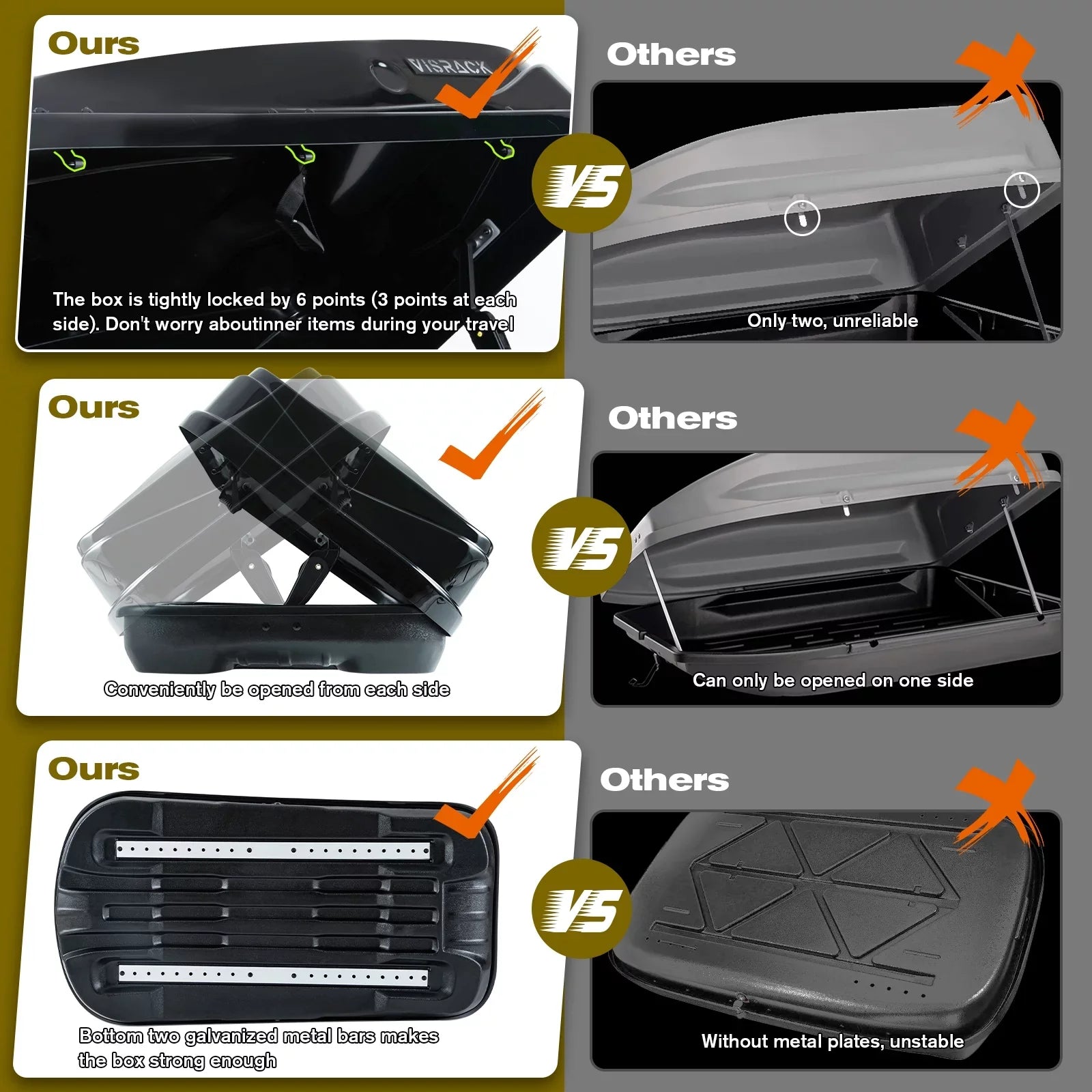 Large Rooftop Cargo Carrier Hard Shell Rooftop Cargo Box with Double 2 Locks, 14 ft³ Waterproof Cargo Box for  Rooftop 56.3" L x 30.3" W x 13.8" H, Black
