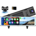 Mirror Dash Cam with Wireless Apple Carplay&Android Auto,11.26" Voice Control Rear View Mirror 1080P Front and Rear View Dual Cameras, Transmitter,Night Vision,Parking Assistance, ,Loop Recording